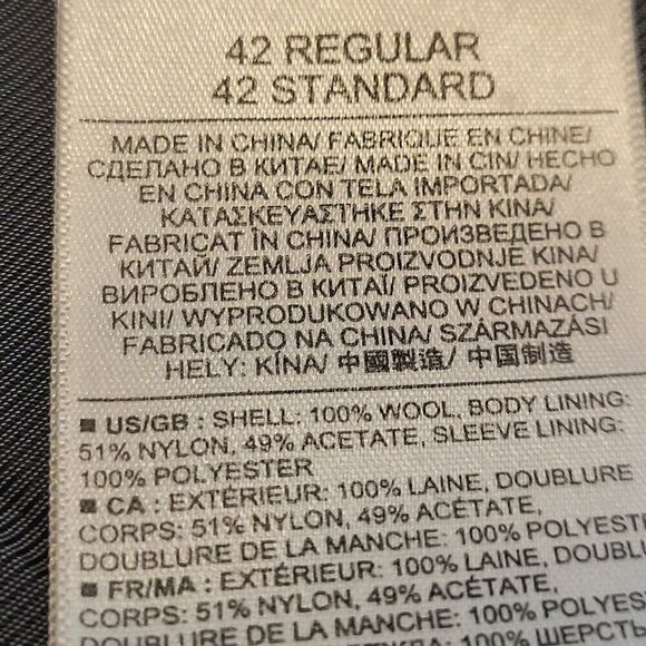 Banana Republic Tailored Fit Blazer 42R Gray Wool White Viscose Sport Coat - Picture 9 of 15